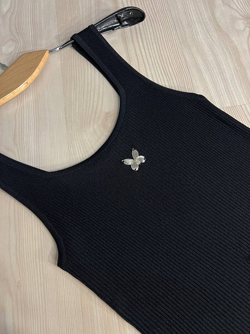Майка жіноча A-N 2206 в рубчик з метеликом, чорний, one size Київ - фото 5