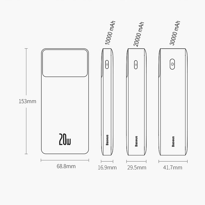 Power bank (Зовнішній акумулятор) Baseus Bipow 20W 10000 mAh PPBD050301 (Чорний) Николаев - изображение 8