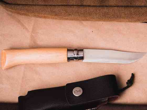 Складаний Ніж з чохлом в пеналі Opinel "Inox Natural" No.8 (001089) Нержавіюча сталь Нововолинськ