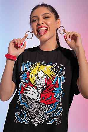 Футболка для мальчика аниме Стальной алхимик оверсайз (рост от 165 до 180 ) Черний AnimeJ0544m Днепр