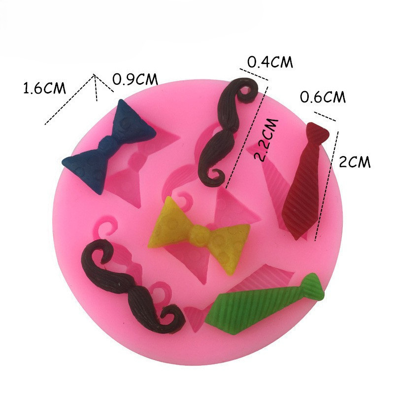 Силиконовый молд Усы и галстуки 55 мм розовый Киев - изображение 2