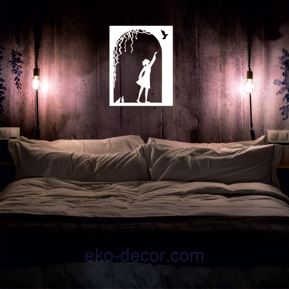 Декоративне настінне Панно «Дівчинка та голуб» Декор на стіну 110*86 см, Білий Київ - фото 9