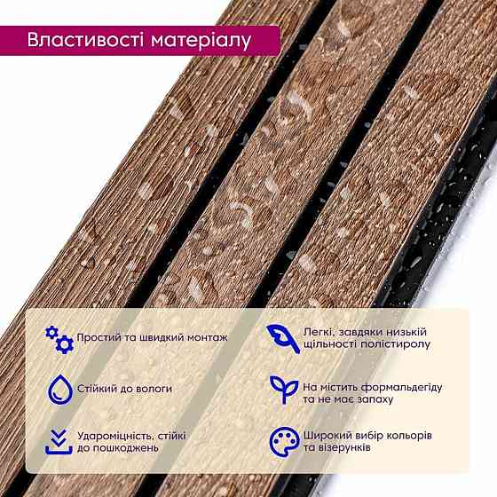 Рейка декоративна PS 2900х120х12мм Горіх SW-00001739 Київ