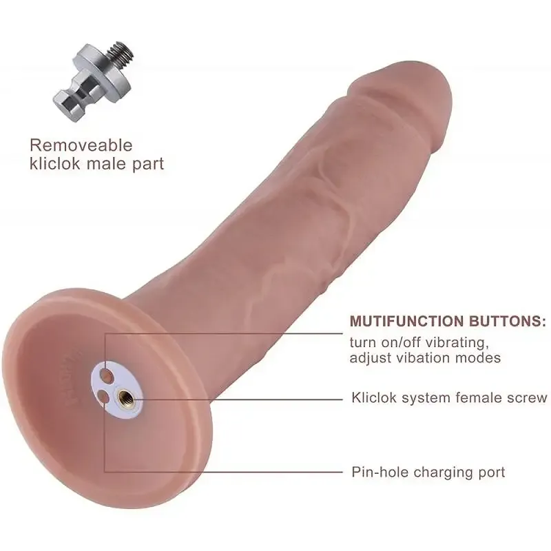 Фалоімітатор 10.2″ з вібрацією для секс-машин Hismith Silicone Dildo with Vibe, KlicLok, пульт ДК Львів - фото 2
