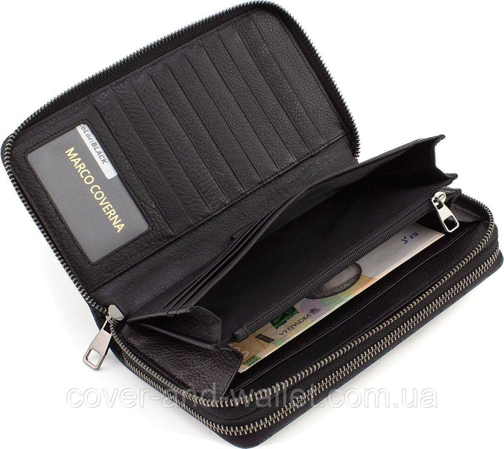 Мужская кожаная барсетка клатч на две молнии Marco Coverna 5902C Черный Киев - изображение 9