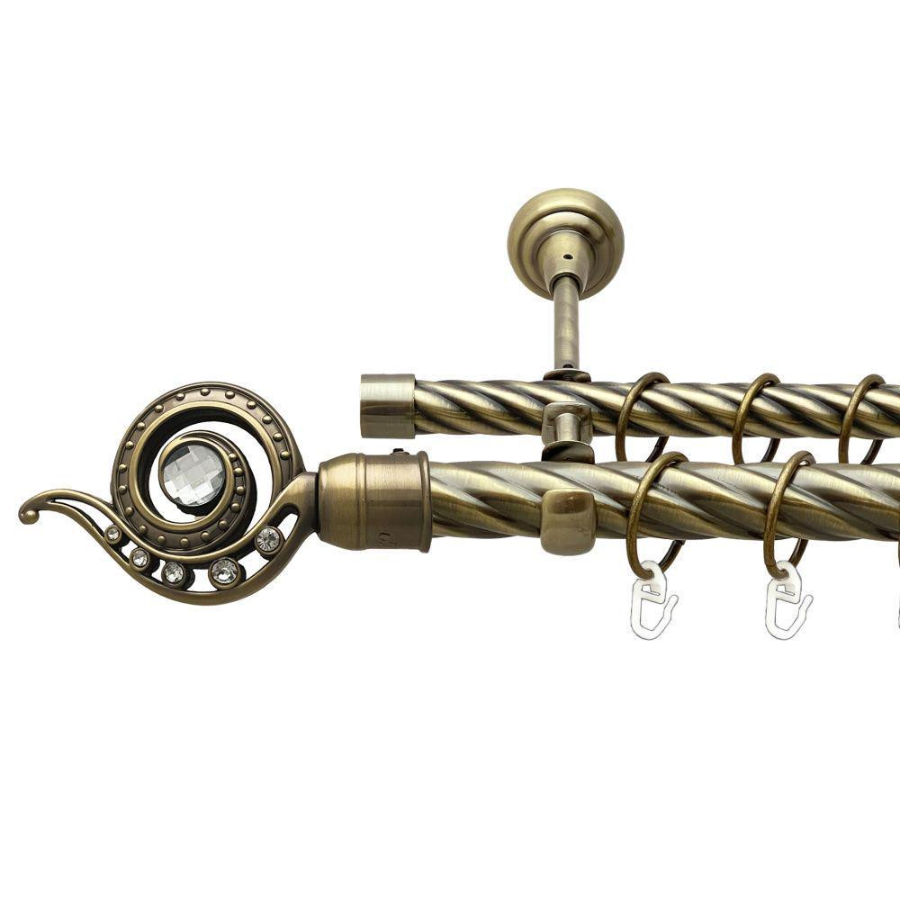 Карниз Orvit Око Дракона металевий дворядний відкритий скручена труба кільце металеве Антик 25\19 мм 160 см (00-00017905) Львів - фото 1