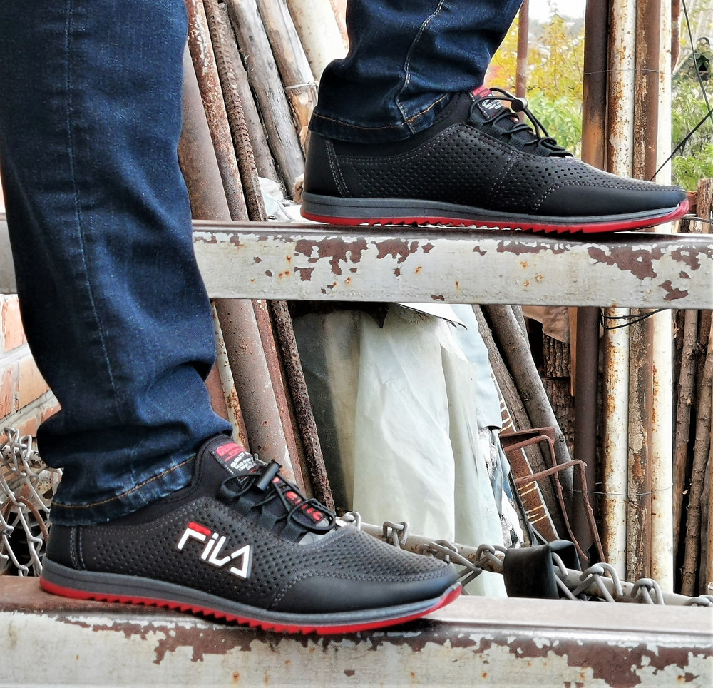 Мужские Мокасины Кроссовки FILA Черные с Перфорацией Туфли (размеры: 40,41,42,43,45) Видео Обзор - 17-2 Днепр - изображение 4