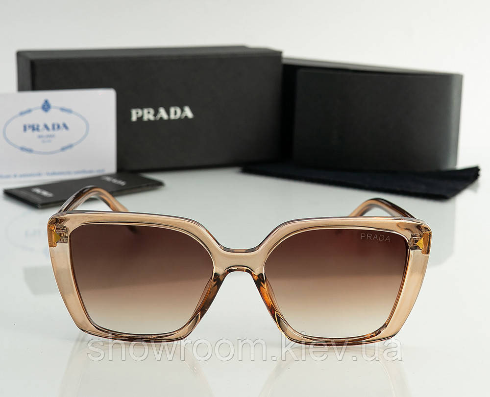 Жіночі брендові сонцезахисні окуляри Prada (22271) powder Київ - фото 2