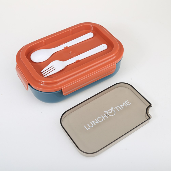 Контейнер,ланч бокс для горячей и холодной еды с отдельными отсеками и столовыми приборами для пищи,оранжевый Каменец-Подольский