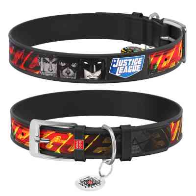 Ошейник для животных WAUDOG Design с QR паспортом "Лига справедливости" Ш 25 мм Д 37-48 см черный (0025-1010-01) Винница