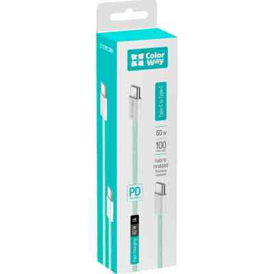 Дата кабель USB-C to USB-C 1.0m 60W 3.0А green ColorWay (CW-CBPDCC061-G) Винница