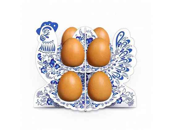 Декоративна підставка для яєць №8.1 Півник-гжель (8 яєць) ТМ EASTERS Київ