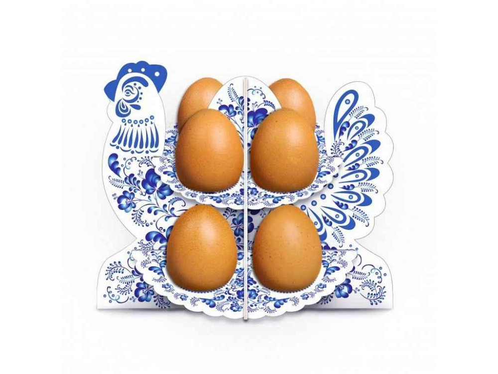 Декоративна підставка для яєць №8.1 Півник-гжель (8 яєць) ТМ EASTERS Київ - фото 1