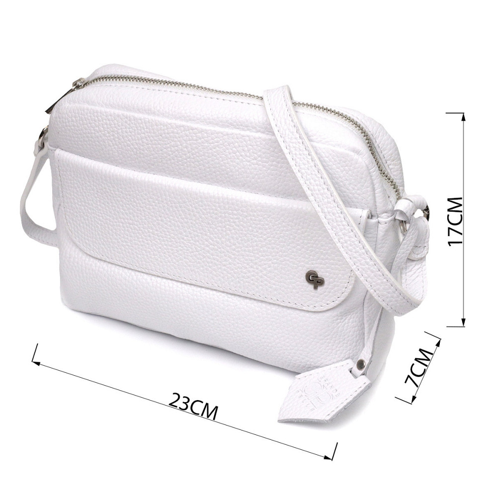 Жіноча сумка крос-боді із натуральної шкіри Біла (GRANDE PELLE) Київ - фото 7