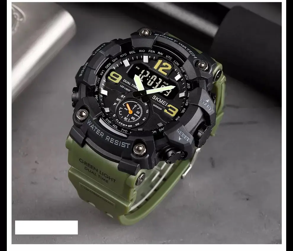 Мужские спортивные наручные часы Skmei 1637 водонепроницаемые (Зеленый) Винница - изображение 5
