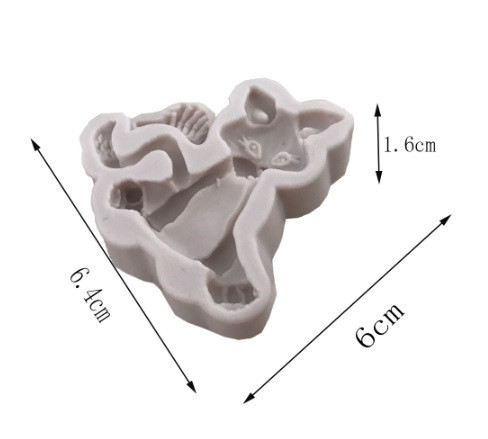 Молд силиконовый Кот с рыбой 64 на 60 мм серый Киев - изображение 2