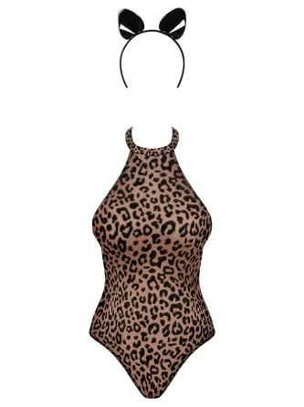 Еротичний костюм леопарда Obsessive Leocatia teddy S/M, боді, обруч з вушками Львів