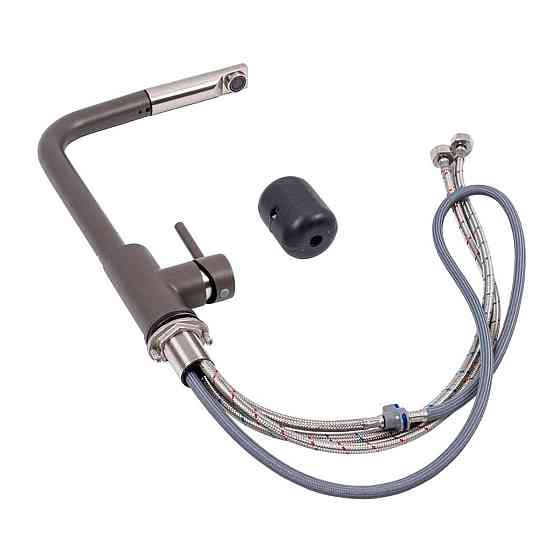 Q411B змішувач кухонний VALESO ТЕМНА СКЕЛЯ (з висувною лійкою) Коломыя