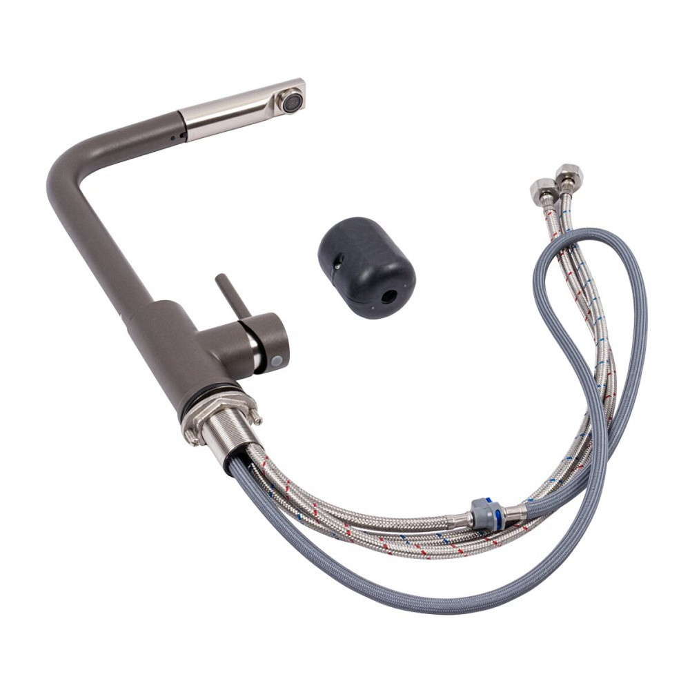 Q411B змішувач кухонний VALESO ТЕМНА СКЕЛЯ (з висувною лійкою) Коломыя - изображение 2