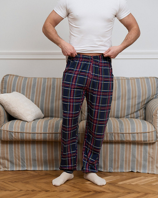 Чоловічі піжамні штани — бордово-синя карта Tom John 2006Ш XXL Київ - фото 1