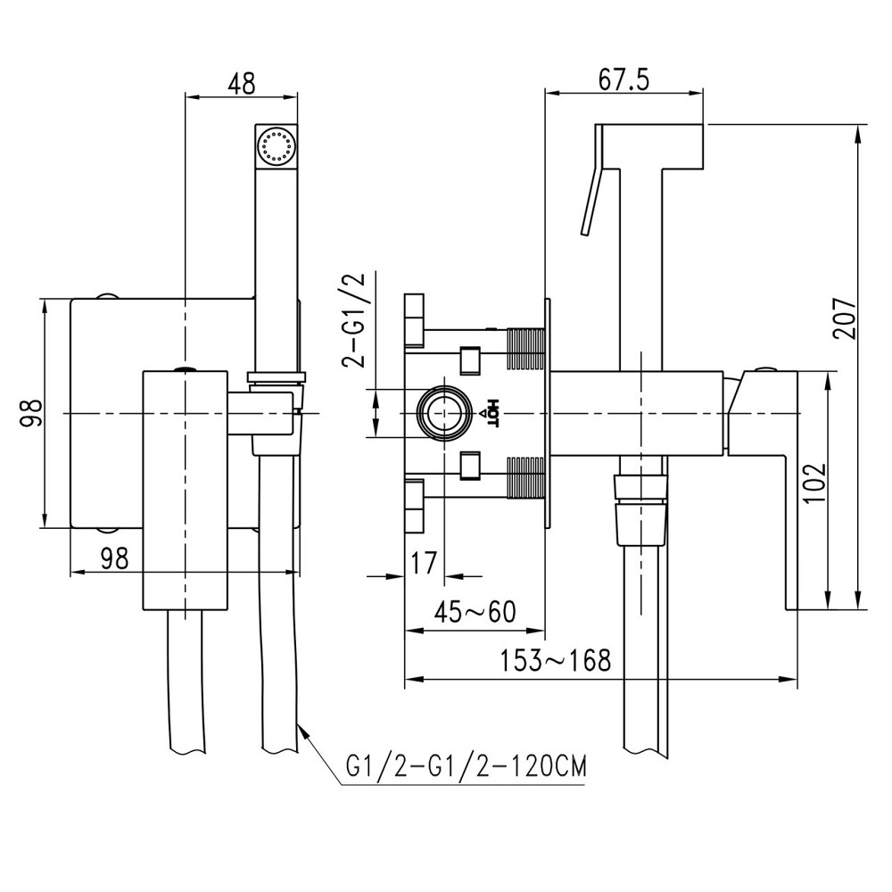 Смеситель гигиенический TOPAZ ODISS TO 18206-H52-Smart Киев - изображение 9