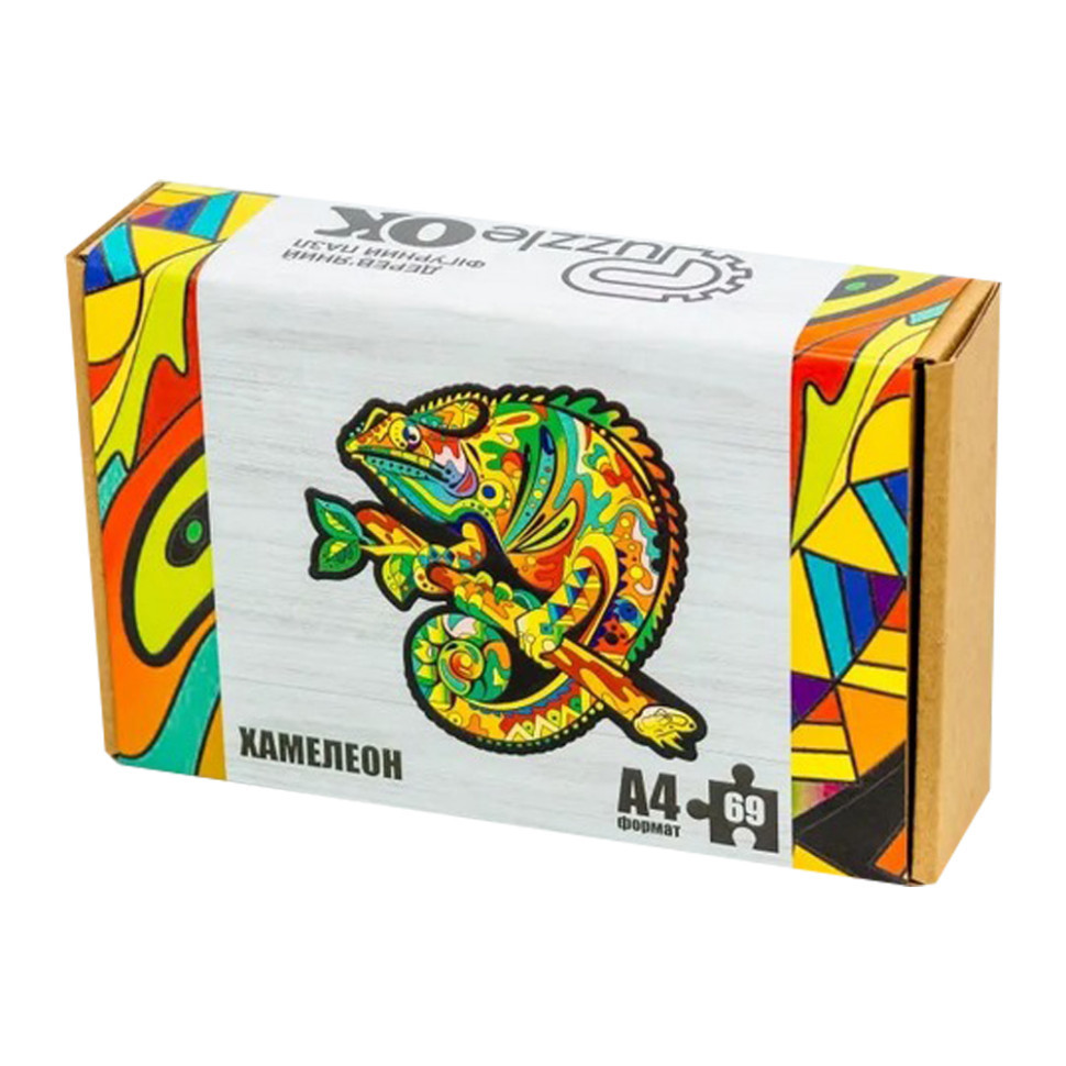 Фигурный деревянный пазл A4 Хамелеон PuzA4-01746, 69 деталей Винница - изображение 1