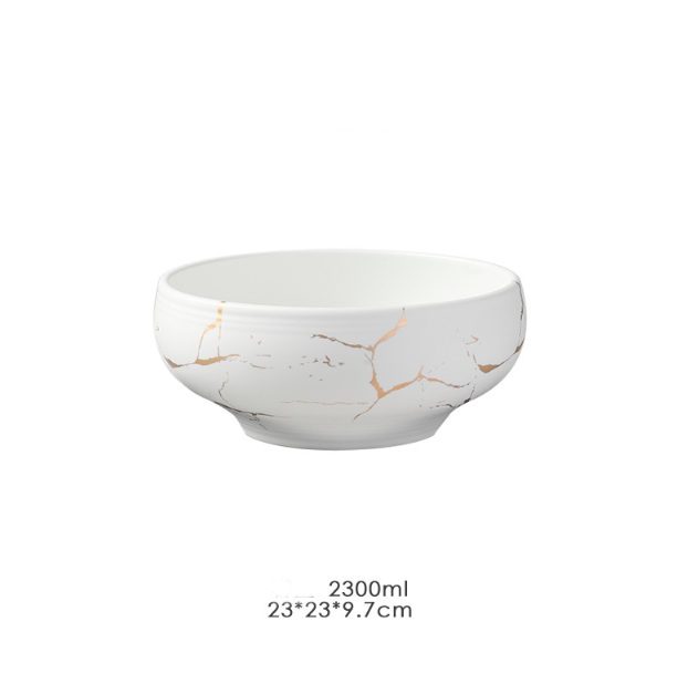 Тарелка глубокая Мраморная роскошь БЕЛАЯ фарфоровая под мрамор 23 см 2300 мл БОЛЬШАЯ тарелка для супа Кременчуг - изображение 1