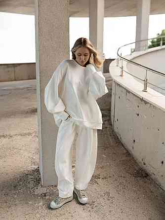 Женский оверсайз костюм: объемная кофта с трендовыми брюками бананами турецкий дабл фейс 100% хлопок Одесса