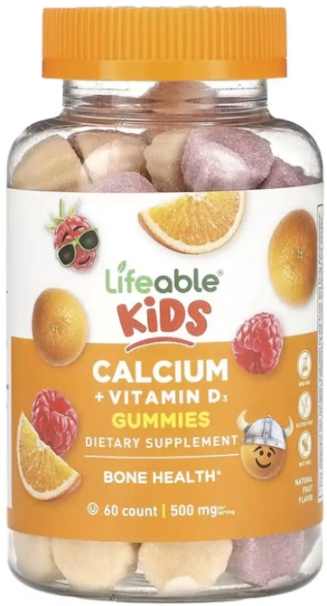 Кальций и витамин D3 для детей Lifeable Calcium + Vitamin D Kids 60 жев таб фруктовый Киев - изображение 1