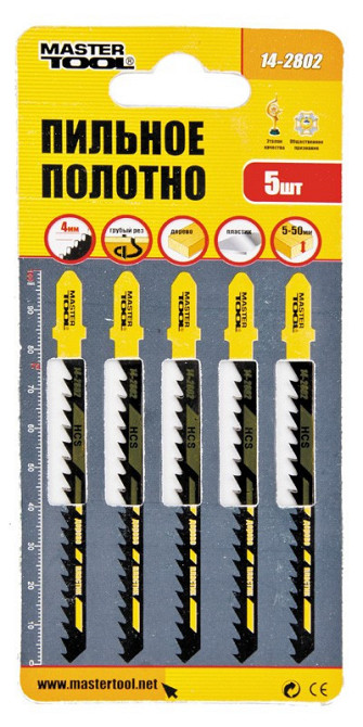 Полотно пилочное для лобзика MASTERTOOL T244D 5 шт дерево/пластик быстрая фигурная резка 6TPI/100 мм 14-2802 Ровно - изображение 2