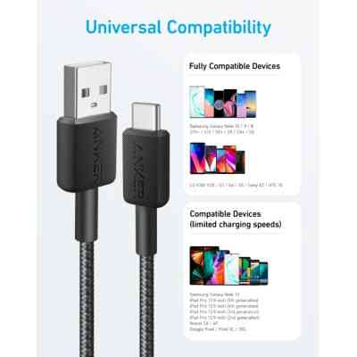 Дата кабель USB 2.0 AM to Type-C 0.9m 322 Black Anker (A81H5G11) Вінниця
