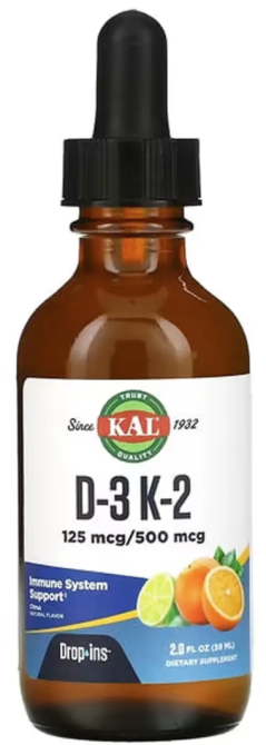 Витамины D3 и K2 KAL Vitamin D-3 K-2 Drop Ins 59 мл цитрус Киев - изображение 1