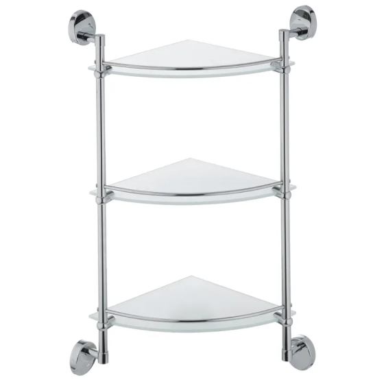 Полка стеклянная угловая 3-ярусная Zerix LR3307-3 (LL1437) Киев