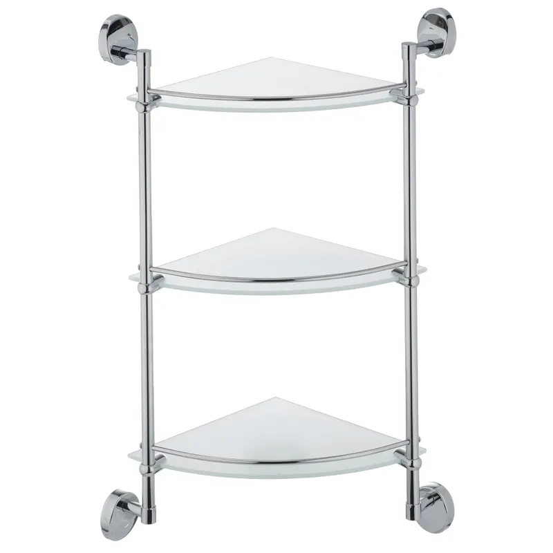 Полка стеклянная угловая 3-ярусная Zerix LR3307-3 (LL1437) Киев - изображение 1