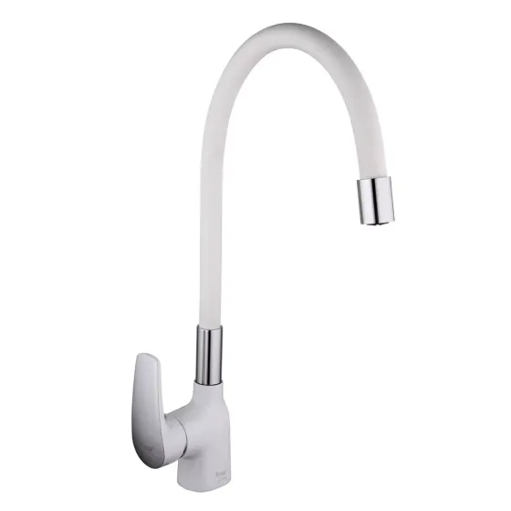 Змішувач для кухні Frap F4453-03 з гнучким виливом, білий/хром Київ