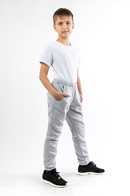 Детские теплые штаны унисекс, серый меланж топ Крохатушка одяг Киев - изображение 1