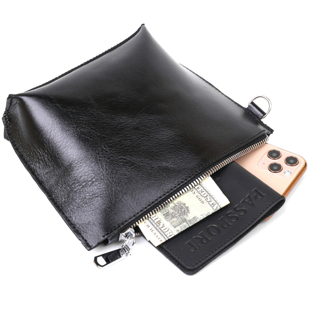 Удобная кожаная косметичка Черный (SHVIGEL) Киев - изображение 9