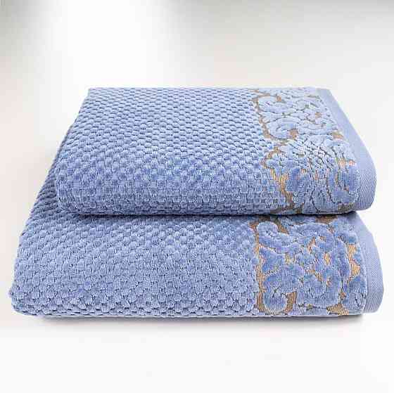 Набор махровых полотенец 2шт 50x90см, 70x140см Damask Премиум качества Жаккардовое с велюром 550г/м2 Сумы