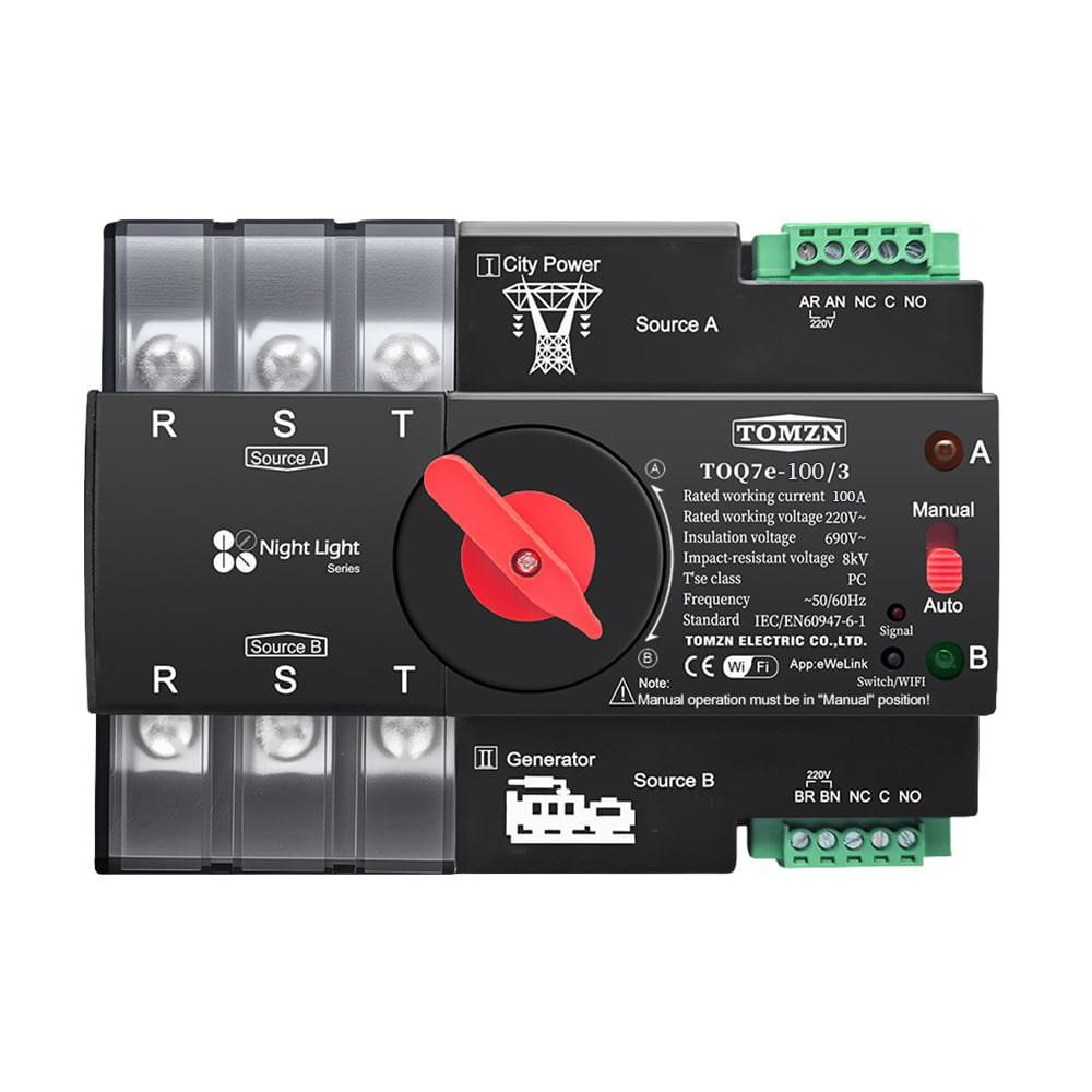 Автоматичний перемикач (АВР) під DIN-рейку з Wi-Fi TOMZN TOQ7e-100/3P 100A 3 полюси (51-00120) Київ - фото 4