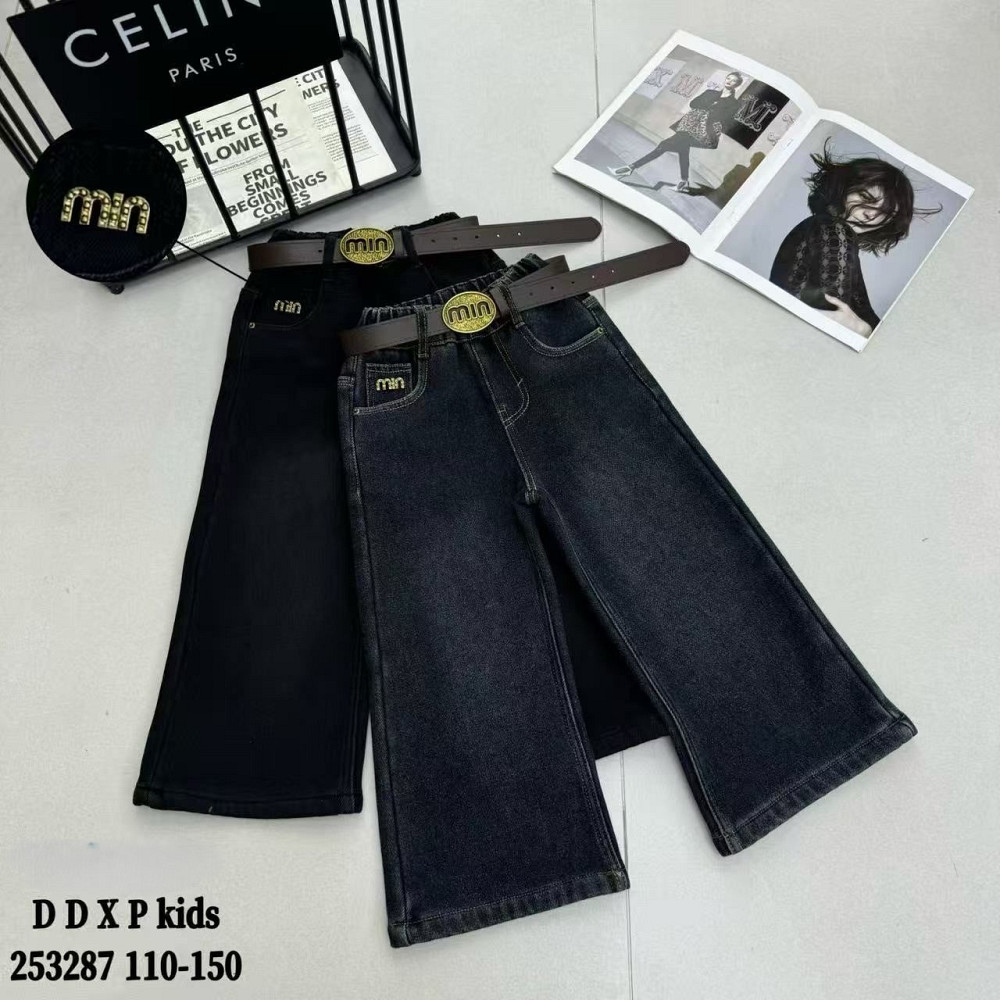 Джинсы Baggy для девочки теплые на флисе темно-синие на 4,7,8 лет Николаев - изображение 1