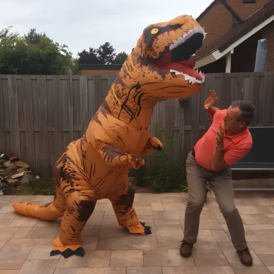 Надувной костюм Тиранозавра RESTEQ Хэллоуин Аниме Косплей, костюм динозавра T-Rex, тиранозавр (коричневый) Киев