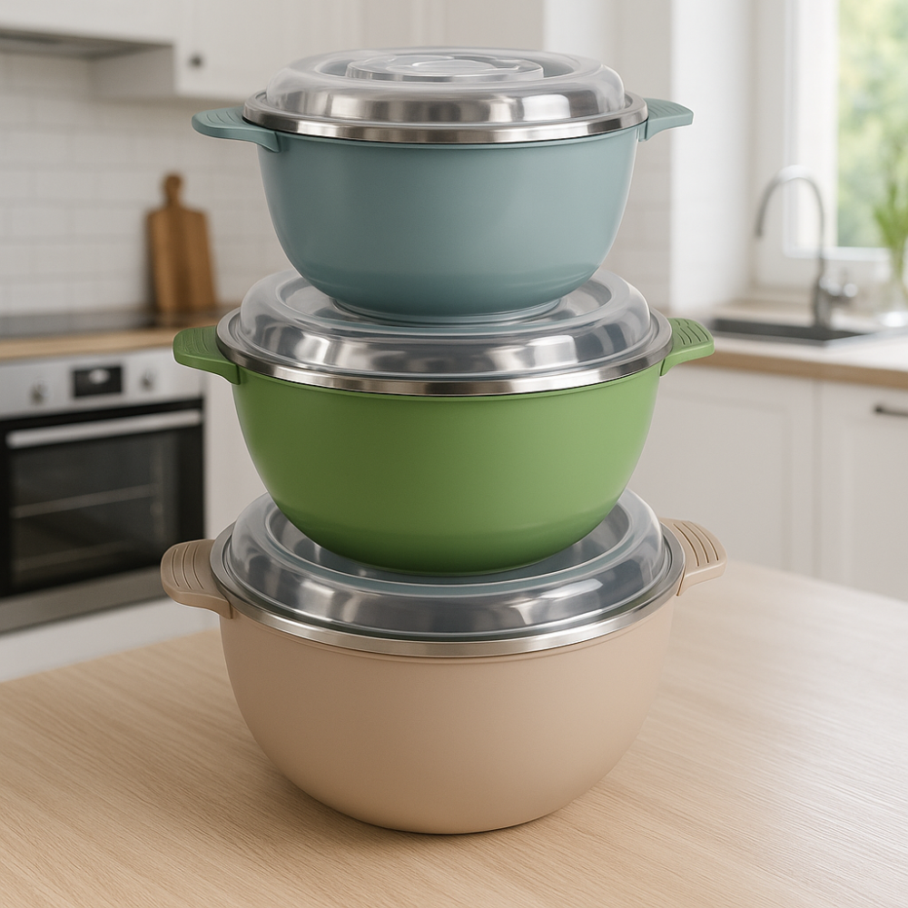 Миски с крышками SS 6пр/набор 0.8/1.6/2.4л Киев - изображение 1