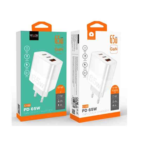 Зарядний пристрій WUW-C199 PD65W+PD20W+QC18W GaN C white (6972573336715) Київ