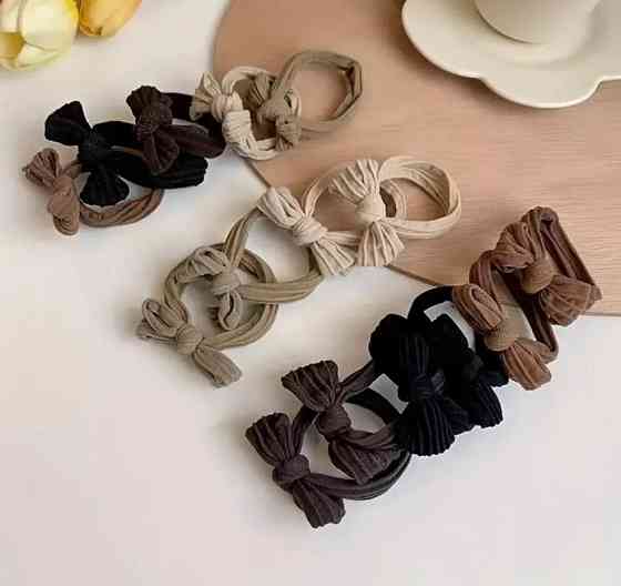 Набор резинок для волос с бантом – 10 шт, мягкие эластичные аксессуары Киев