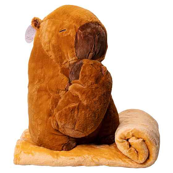 Капибара 3 в 1: м'яка іграшка, плед, подушка Коричнева Київ