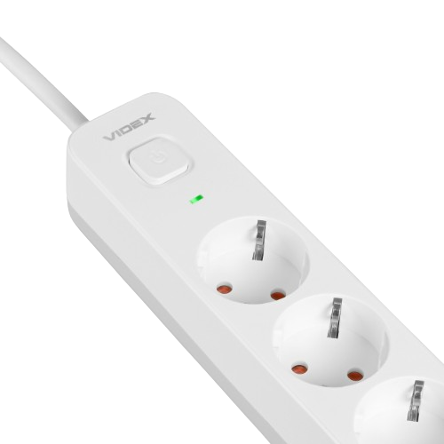 Мережевий подовжувач із заземленням 3 розетки/2USB-A/1Type-C 3м з кнопкою білий VF-PD33G2U1C-W Oncord Videx Житомир