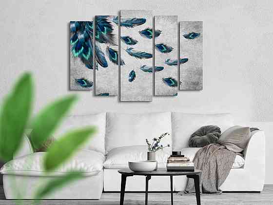 Модульна картина у вітальню / спальню Абстракція Пір'я Art-450_5 ( 80х118см ) Київ