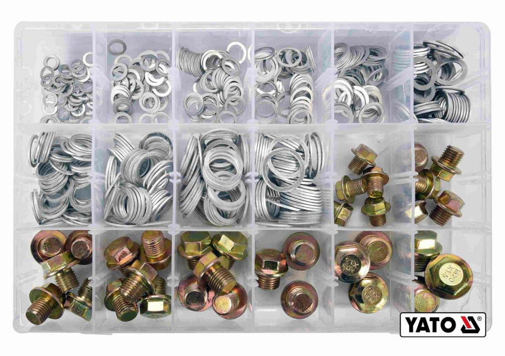 Шайби Ø6-20 мм і заглушки М10-М20, алюмінієві YATO в пластиковій коробці, набір, 534 шт. [12] Одеса - фото 1