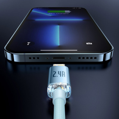 Дата кабель USB 2.0 AM to Lightning 2.0m 2.4A sky blue Baseus (CAJY001203) Вінниця - фото 7