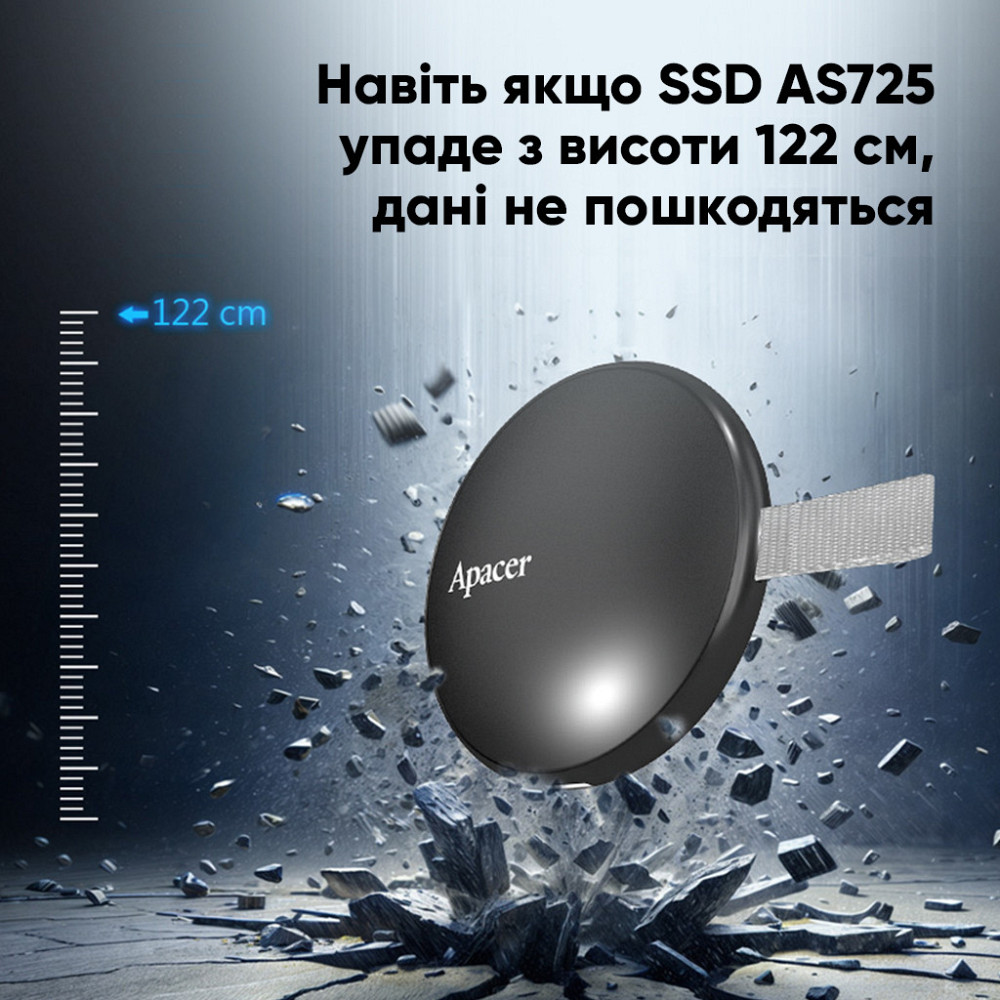 Портативний SSD Apacer Magnetic AS725 1 TB USB 3.2 Gen.2 Type-C MagSafe Black Одеса - фото 10